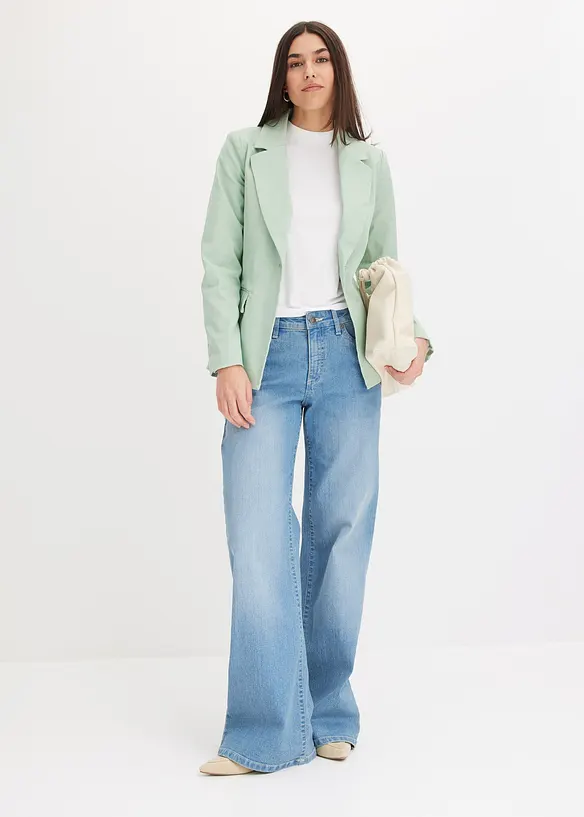 Wide Leg Jeans, Mid Waist, Stretch, bonprix