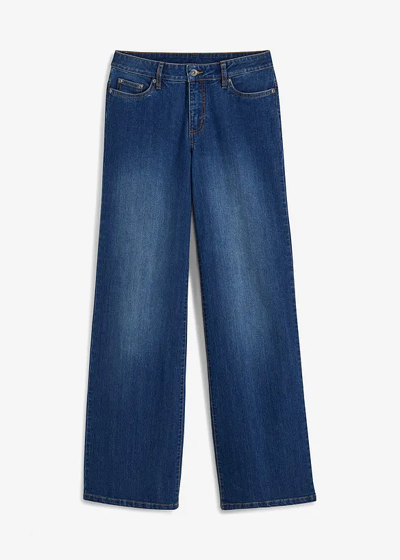 Wide Leg Jeans, Mid Waist, Stretch, bonprix