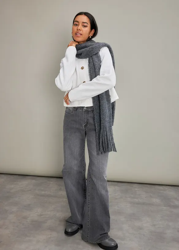 Wide Leg Jeans, Mid Waist, Stretch, bonprix