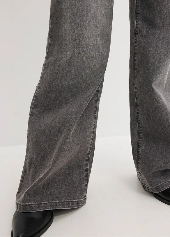 Wide Leg Jeans, Mid Waist, Stretch, bonprix