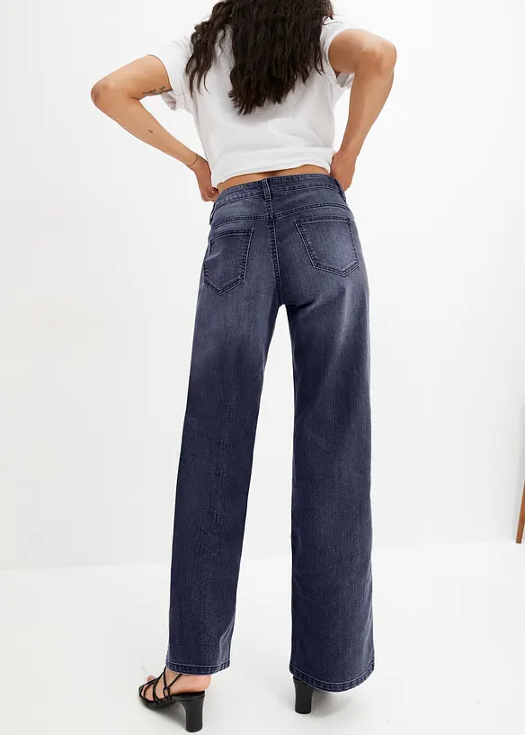 Wide Leg Jeans, Mid Waist, Stretch, bonprix