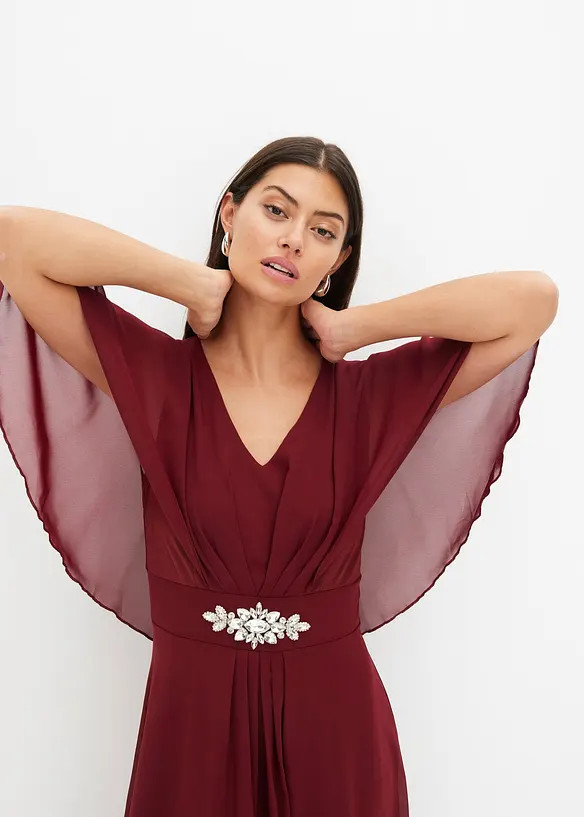 Mellanl&aring;ng kl&auml;nning i chiffong med strassapplikation, bonprix