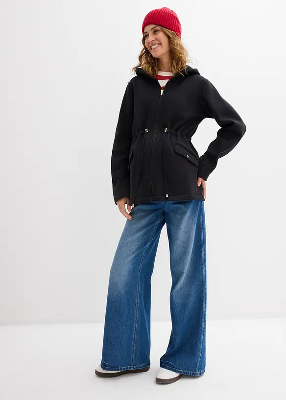 Mammasweatshirtjacka med bebisficka, bonprix