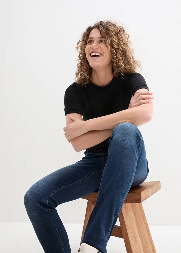 Jeggings Mid Waist, med bekv&auml;m midja, bonprix