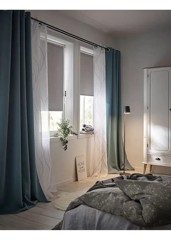 Gardin med v&aring;gmotiv (1-pack) i &aring;tervunnen polyester, bonprix