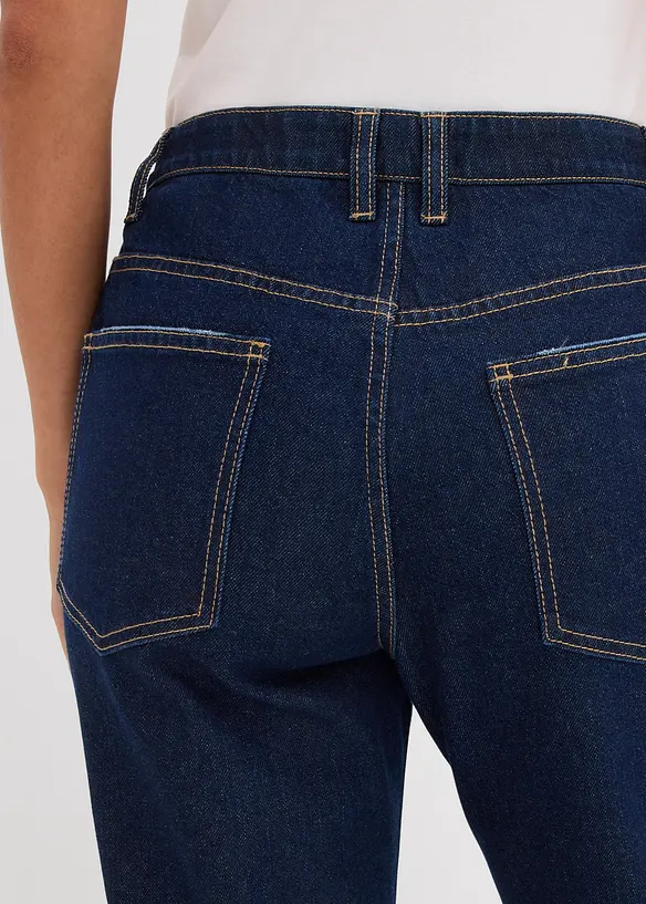 Straight jeans, Mid Waist, med strass, bonprix