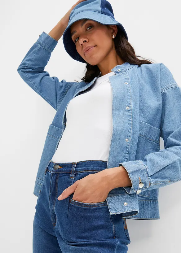 Stretchiga mom jeans med h&ouml;g midja, bonprix