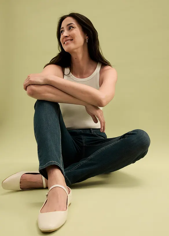 Stretchjeggings med bred bekv&auml;m h&ouml;g midja, bonprix