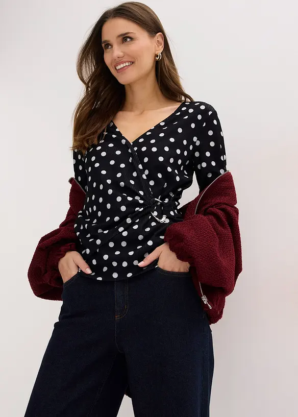 L&aring;ng&auml;rmad topp av jersey med struktur, bonprix