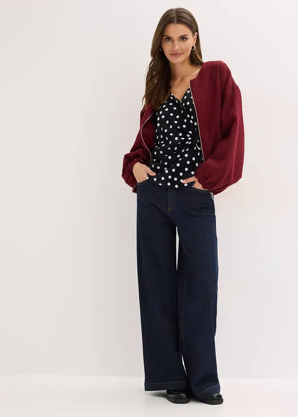 L&aring;ng&auml;rmad topp av jersey med struktur, bonprix