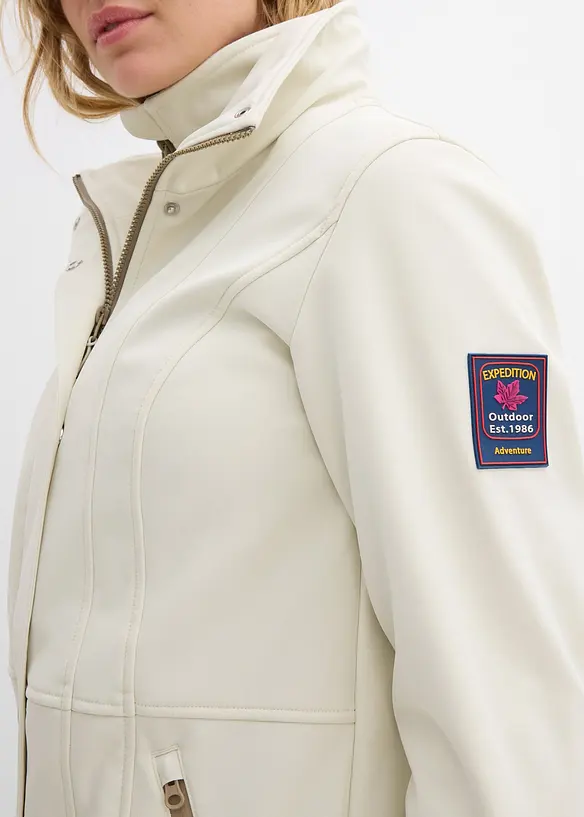 Stretchig l&aring;ng softshelljacka, vattenavvisande, bonprix