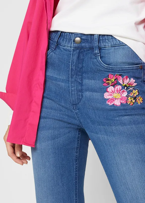 Bootcutjeans med bekv&auml;m h&ouml;g midja, bonprix