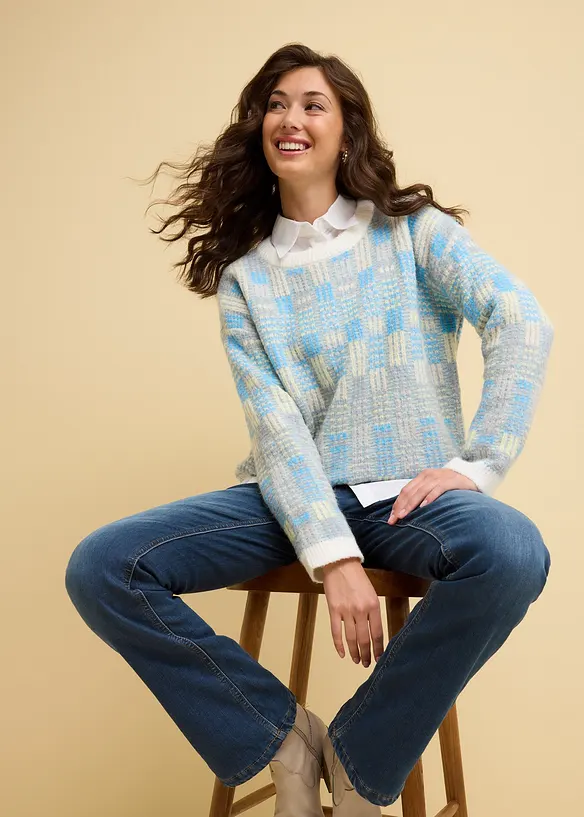 Fodrade jeans med Bootcut och High Waist, bonprix