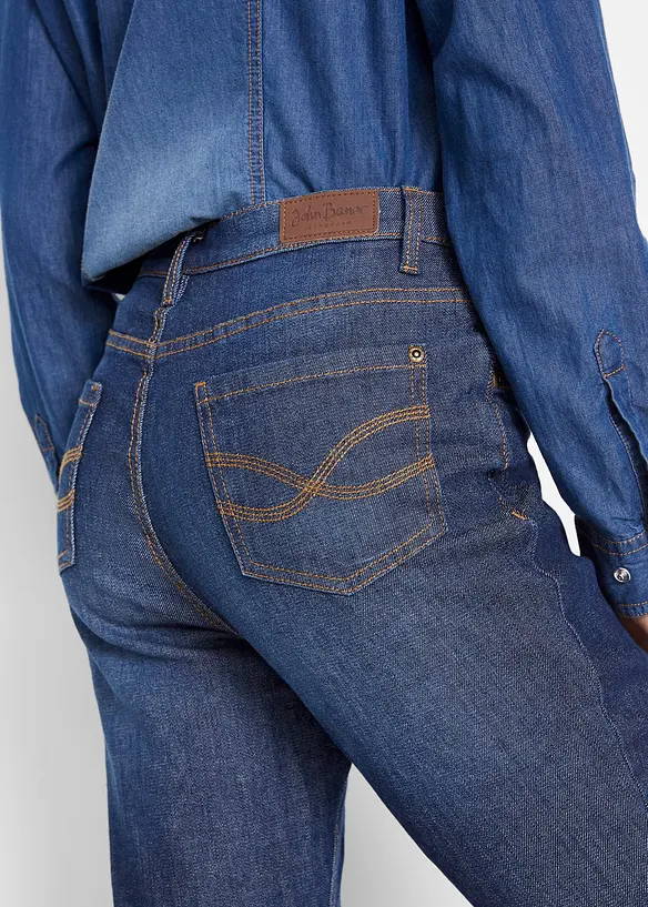 Fodrade jeans med Bootcut och High Waist, bonprix