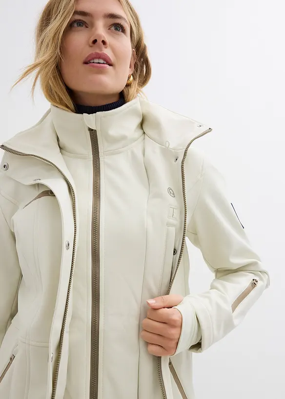 Stretchig l&aring;ng softshelljacka, vattenavvisande, bonprix