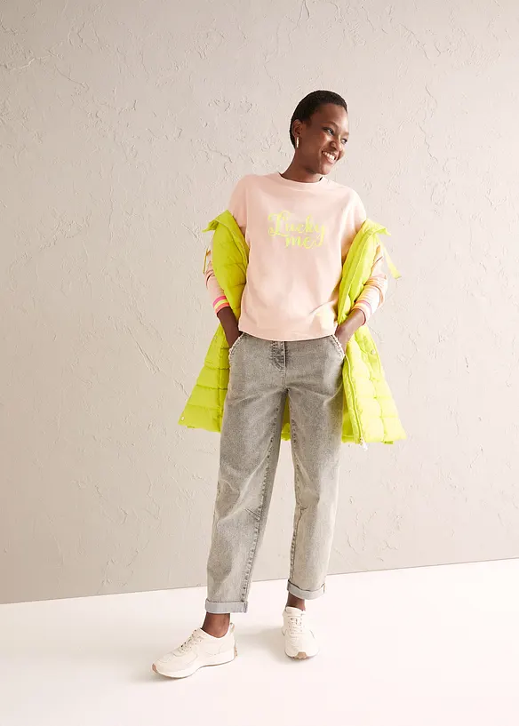 Jeans med vintagetv&auml;tt, bonprix