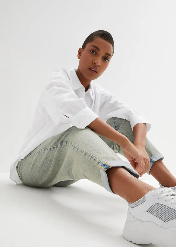 Jeans med vintagetv&auml;tt, bonprix