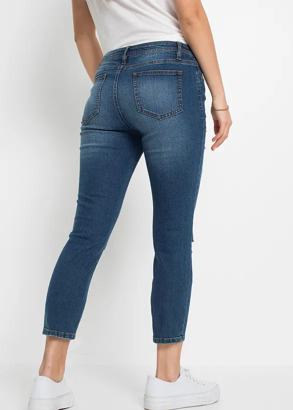 Korta stupr&ouml;rsjeans med destroyed-look, bonprix