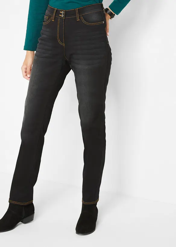 Fodrade jeans, Mid Waist, res&aring;rlinning Straight, bonprix
