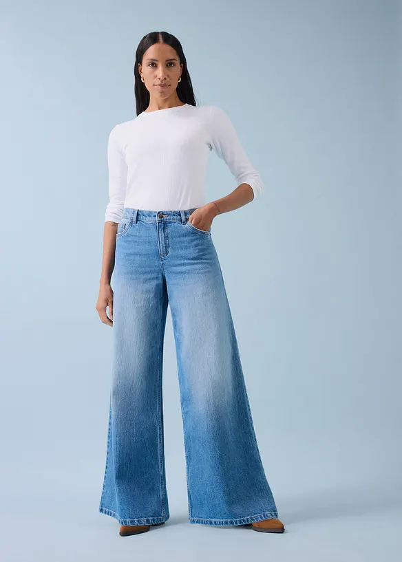 Wide Leg Jeans Mid Waist, bonprix