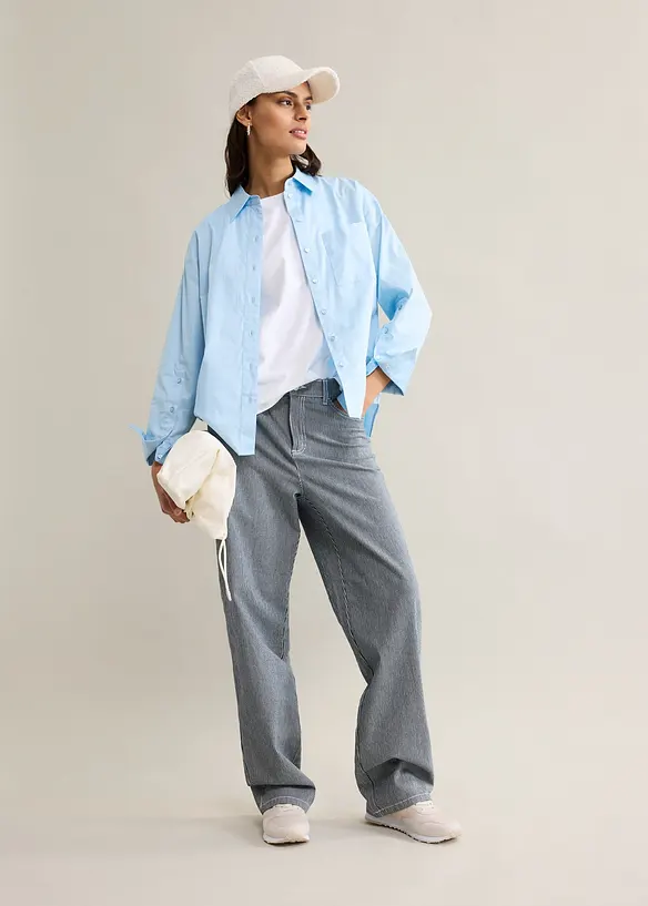 Loose Straight Jeans High Waist, randiga, bonprix