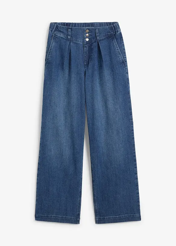 Wide Leg Jeans High Waist, med bekv&auml;m midja, bonprix