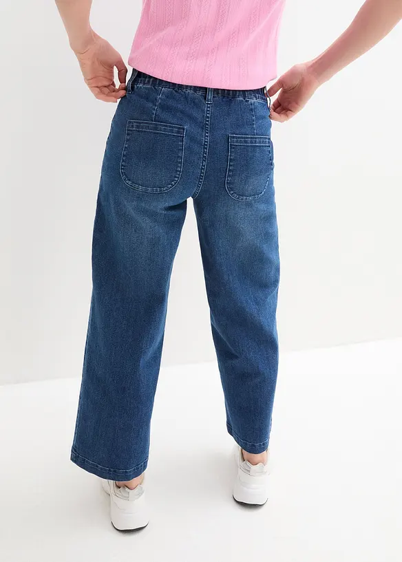 Wide Leg Jeans High Waist, med bekv&auml;m midja, bonprix