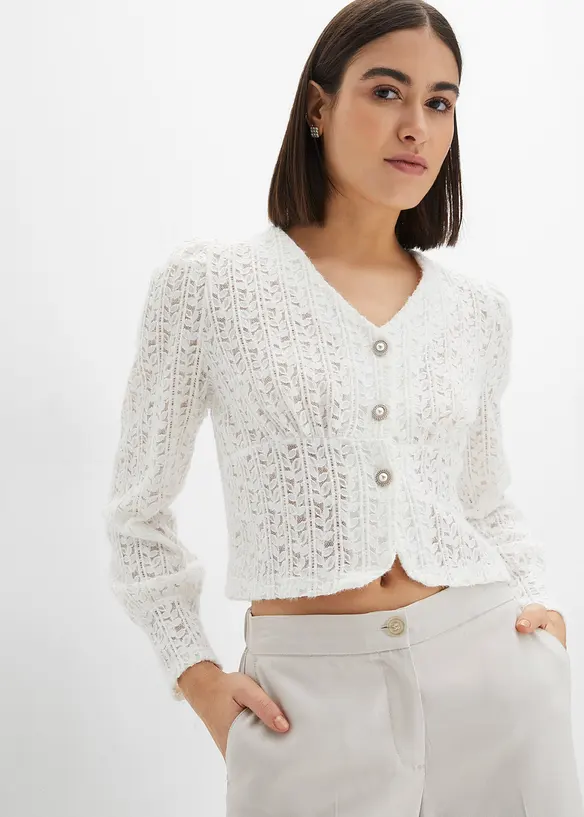 Cardigan med smyckesknappar, bonprix