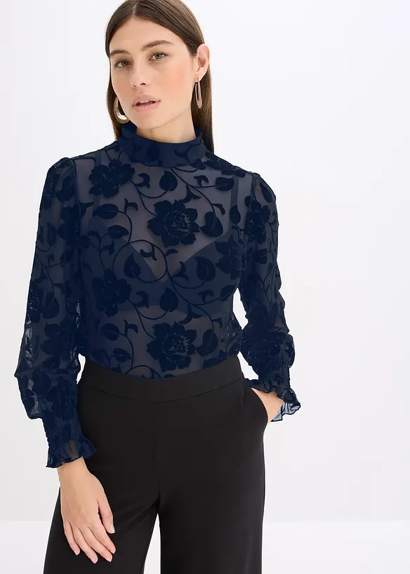 L&aring;ng&auml;rmad topp i l&auml;tt transparent material, bonprix