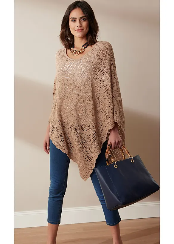 Poncho med virkad look, bonprix