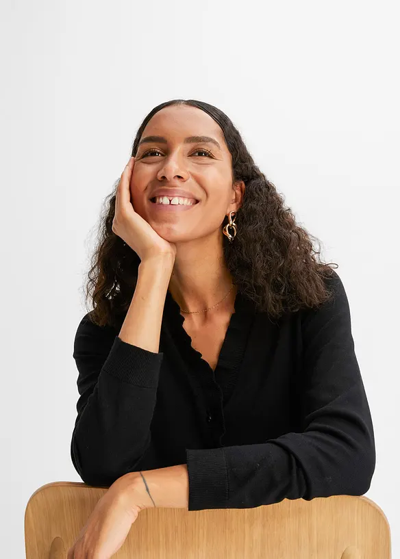 Finstickad cardigan av viskosmix med mjukt fall, bonprix