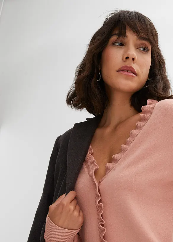 Finstickad cardigan av viskosmix med mjukt fall, bonprix