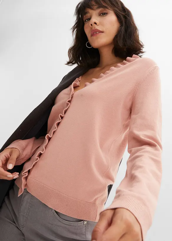 Finstickad cardigan av viskosmix med mjukt fall, bonprix