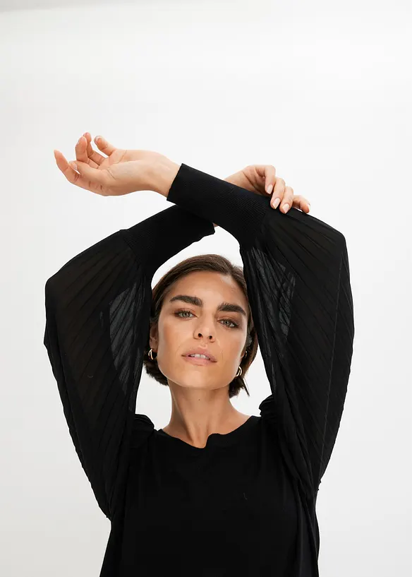 Finstickad tr&ouml;ja av viskosmix med mjukt fall, bonprix