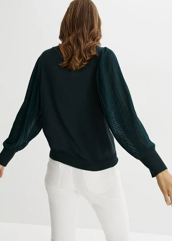 Finstickad tr&ouml;ja av viskosmix med mjukt fall, bonprix