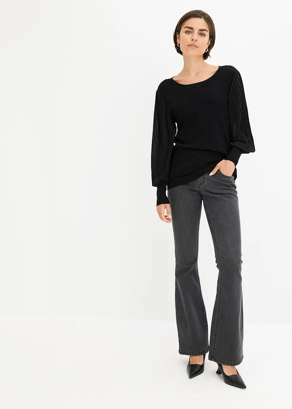 Finstickad tr&ouml;ja av viskosmix med mjukt fall, bonprix