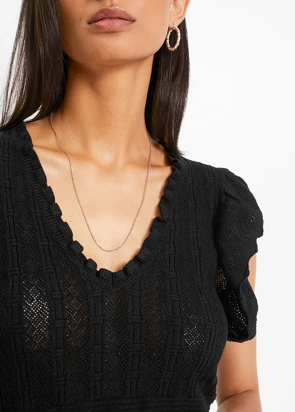 Stickad topp av viskos med mjukt fall, bonprix