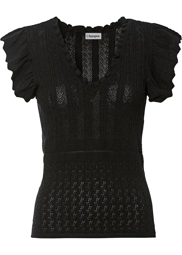 Stickad topp av viskos med mjukt fall, bonprix