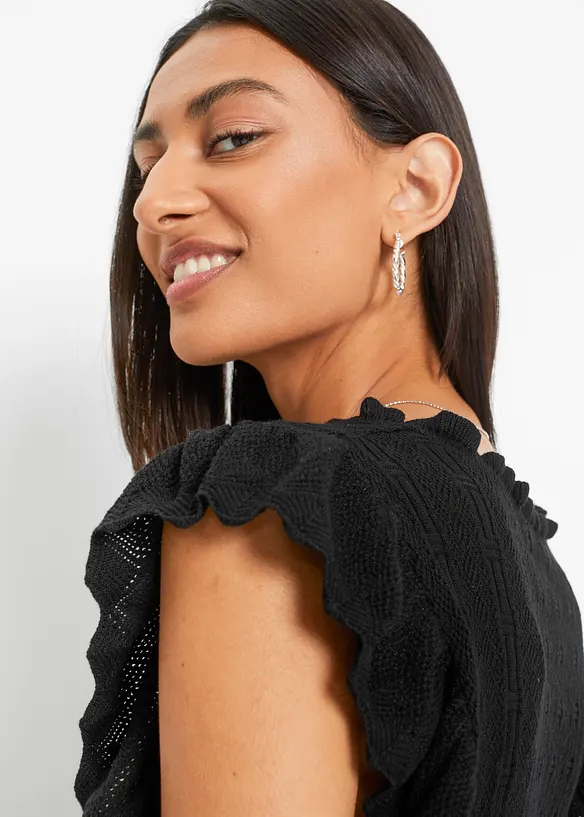 Stickad topp av viskos med mjukt fall, bonprix