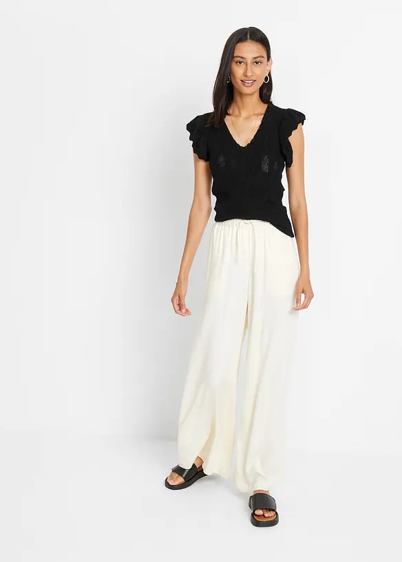 Stickad topp av viskos med mjukt fall, bonprix