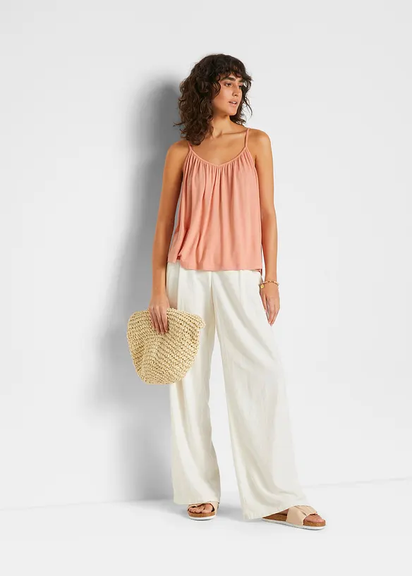 F&ouml;ljsamt viskoslinne med smala axelband, bonprix