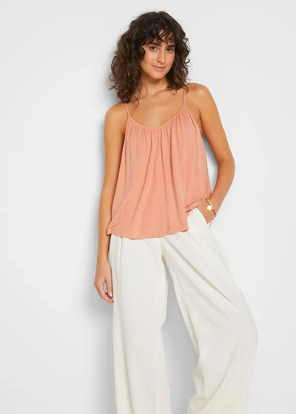 F&ouml;ljsamt viskoslinne med smala axelband, bonprix