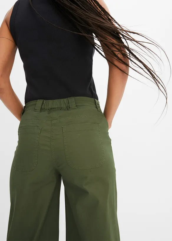 Byxa med vida ben och h&ouml;g, bekv&auml;m midja, bonprix