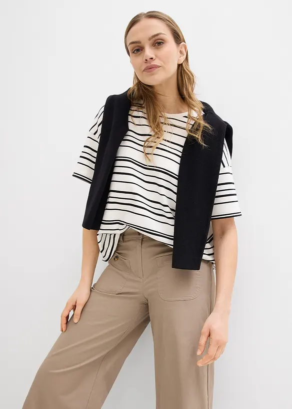 Byxa med vida ben och h&ouml;g, bekv&auml;m midja, bonprix