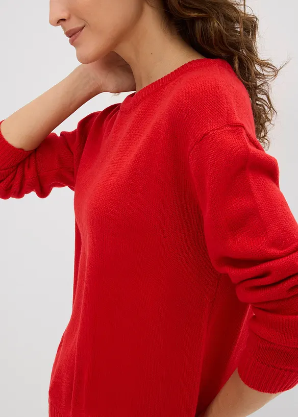 Stickad tr&ouml;ja med rund halsringning, bonprix