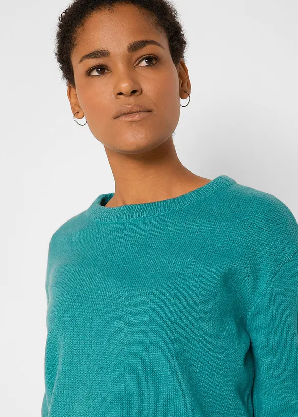 Stickad tr&ouml;ja med rund halsringning, bonprix