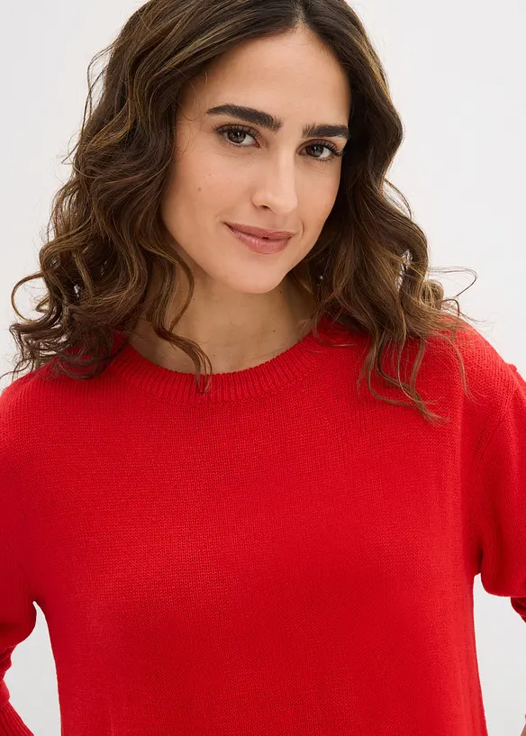 Stickad tr&ouml;ja med rund halsringning, bonprix