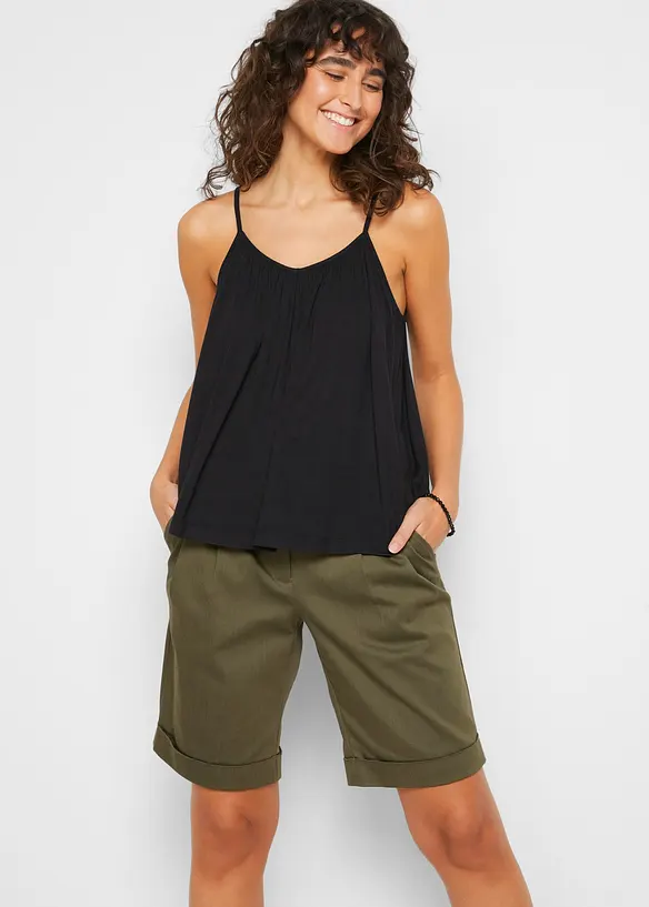 F&ouml;ljsamt viskoslinne med smala axelband, bonprix