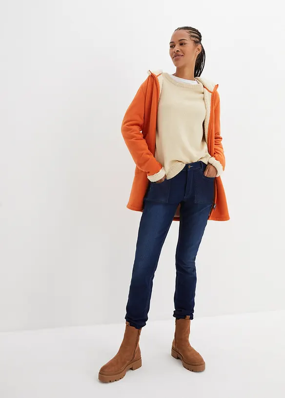 Stickad tr&ouml;ja med rund halsringning, bonprix