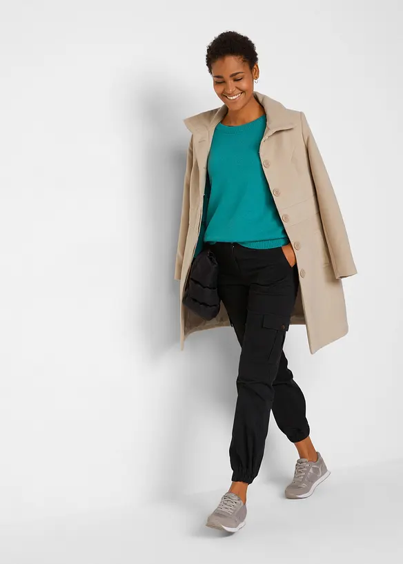 Stickad tr&ouml;ja med rund halsringning, bonprix